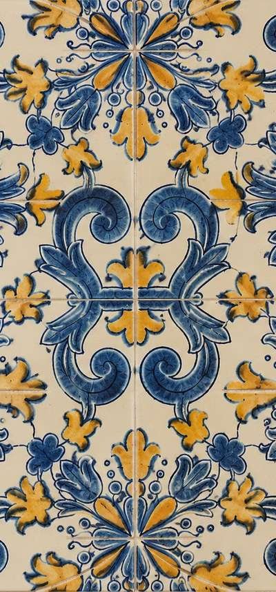 Blue and yellow Portuguese azulejo tiles